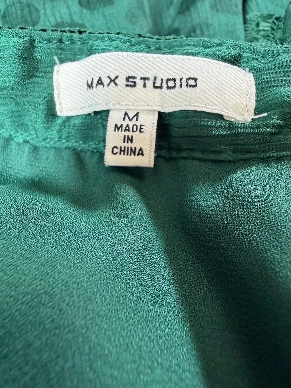 Max Studio Emerald Sheer Lace Satin Polka Dot Tiered Maxi Dress Forest Goddess - Picture 5 of 16